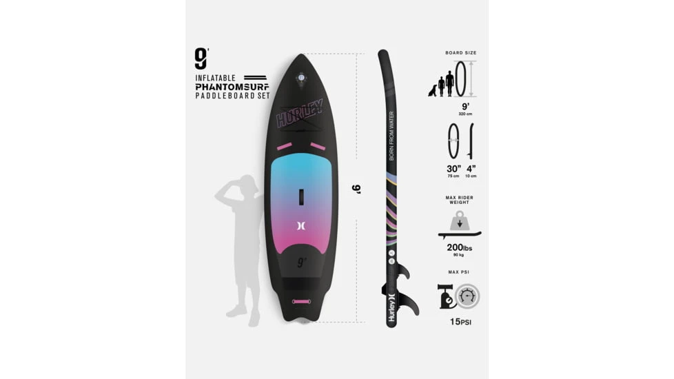 HURLEY PhantomSurf Inflatable Paddle Board Set 4 HURLEY PhantomSurf Inflatable Paddle Board Set - Image 2
